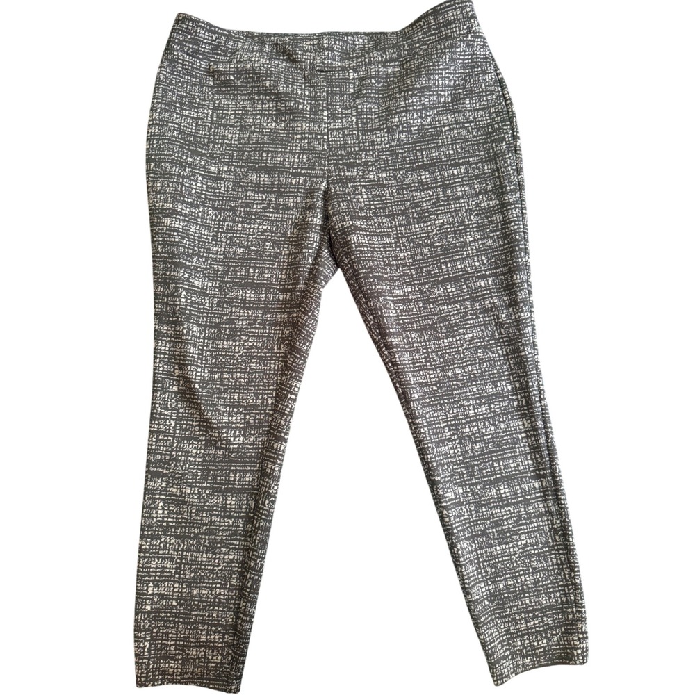 NYCC New York Clothing Co Grey White Textured Print Pull On Pants Petite Large